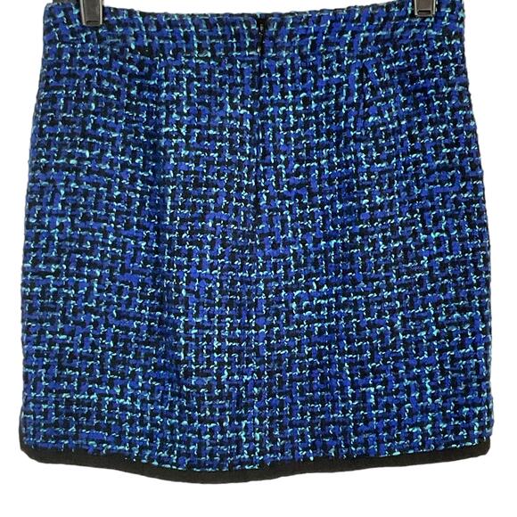 J. Crew Indigo Tweed Postage Stamp Mini Skirt BlueBlack Wool Boucle sz 0 - Picture 6 of 11